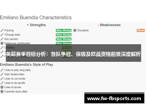 英超赛季目标分析：各队争冠、保级及欧战资格前景深度解析